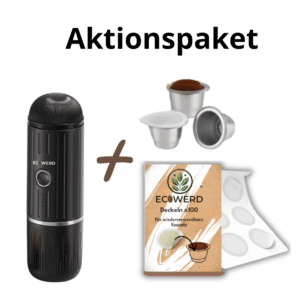 Pack : Machine à café portable + capsule de café réutilisable + couvercles